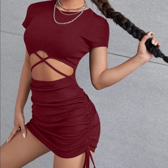 SHEIN Burgundy Dress - Picture 3 of 4